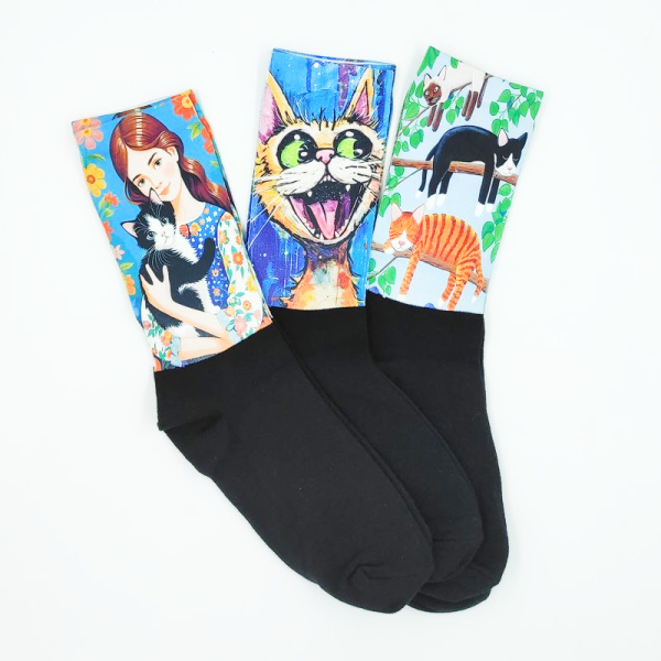 DG014 – DIGITAL SOCKS – Σετ 3 ζευγάρια Love Cats