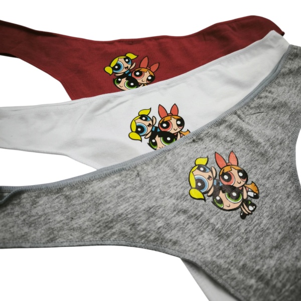 PW013 – Σετ 3τμχ Γυναικείο String βαμβακερό με σχέδιο PowerPuff - Image 2