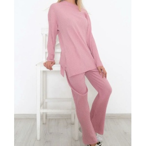 LG003 – Γυναικείο Ροζ Ριπ Σετ Loungewear