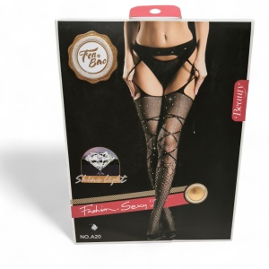 KL006 – Διχτυωτό Καλσόν με Ζαρτιέρα & Στρας – Sexy Lingerie