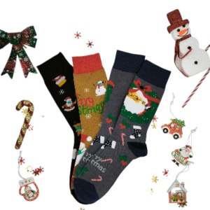 CHR056-Χριστουγεννιάτικη Κάλτσα Σετ 2 ζευγάρια MERRY CHRISTMAS