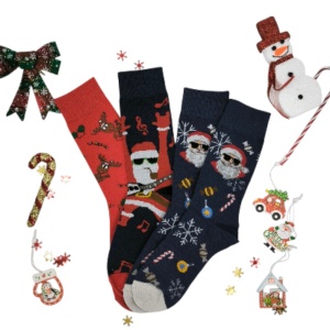 CHR055 – Χριστουγεννιάτικη Κάλτσα Σετ 2 ζευγάρια COOL SANTA