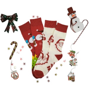 CHR054 – Χριστουγεννιάτικη Κάλτσα Σετ 2 ζευγάρια HO HO HO