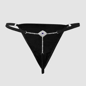 STR0150 – Γυναικείο string με μεταλλική λεπτομέρεια και Στρας πίσω