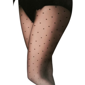 KL025 – Γυναικείο Διάφανο Καλσόν με Σχέδιο Καρδιά